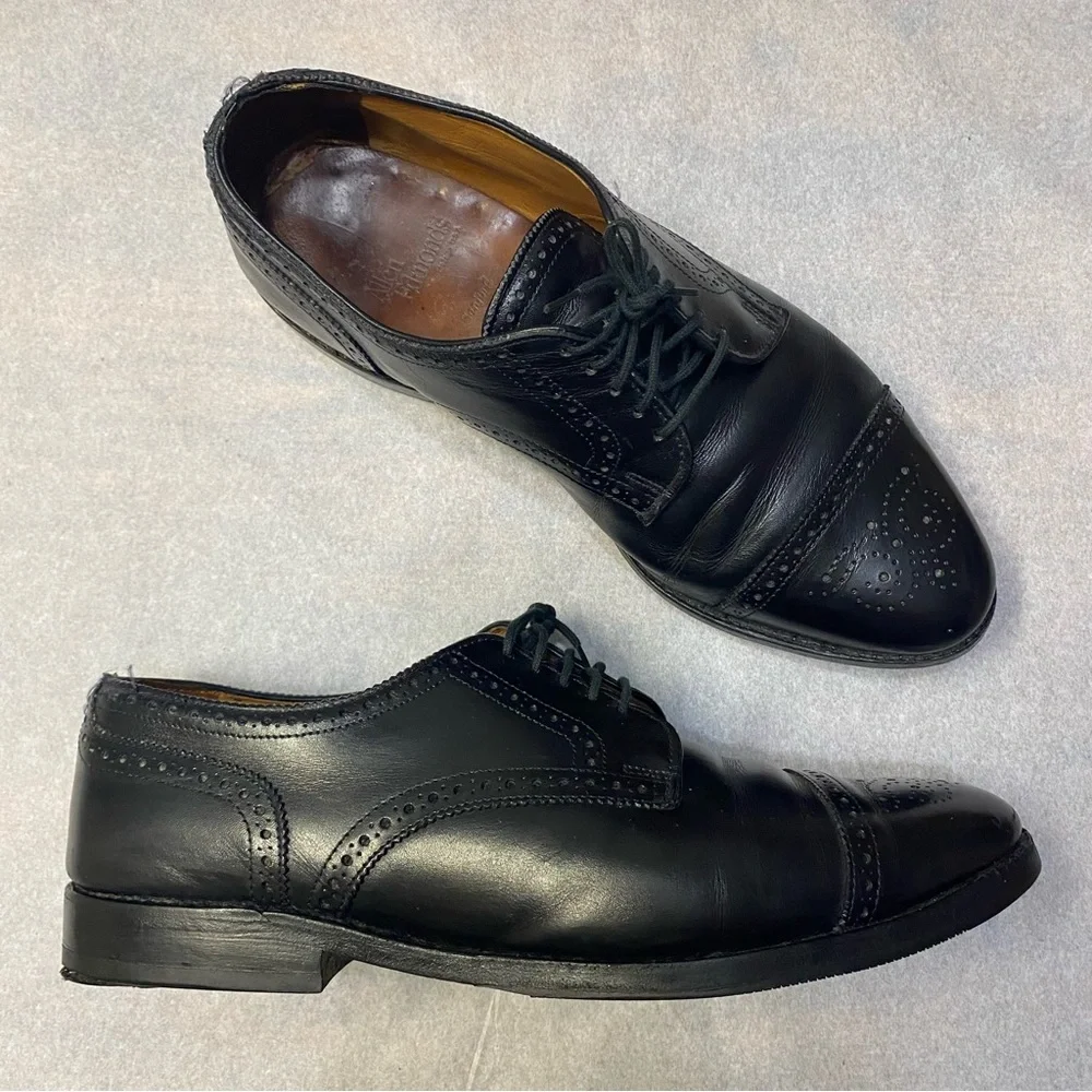 Allen Edmonds Men’s Sanford Dress Shoes Size 10 Leather Italy Black Heel Plates